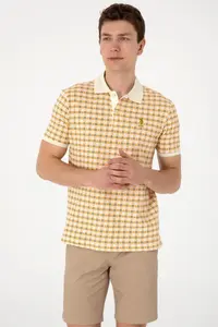 US Polo Assn. Men Regular Fit Polo Shirt Collar Cream Patterned T-Shirt - Image 3