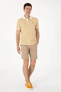 US Polo Assn. Men Regular Fit Polo Shirt Collar Cream Patterned T-Shirt - Image 4