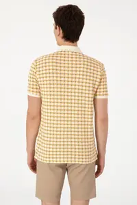 US Polo Assn. Men Regular Fit Polo Shirt Collar Cream Patterned T-Shirt - Image 5