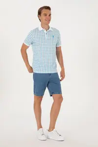US Polo Assn. Men Regular Fit Polo Shirt Collar Turquoise Patterned T-Shirt - Image 4