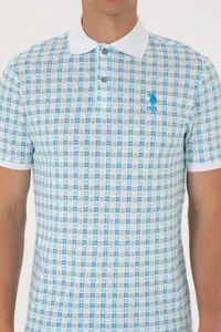 US Polo Assn. Men Regular Fit Polo Shirt Collar Turquoise Patterned T-Shirt - Image 6