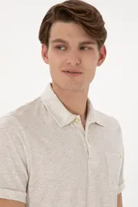 US Polo Assn. Men Regular Fit Polo Shirt Collar Cream T-Shirt - Image 2