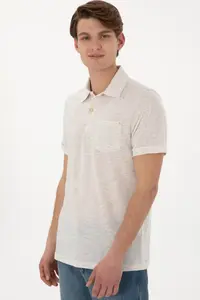 US Polo Assn. Men Regular Fit Polo Shirt Collar Cream T-Shirt - Image 3