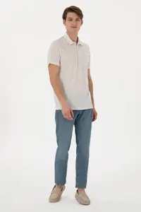 US Polo Assn. Men Regular Fit Polo Shirt Collar Cream T-Shirt - Image 4