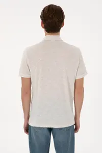 US Polo Assn. Men Regular Fit Polo Shirt Collar Cream T-Shirt - Image 5