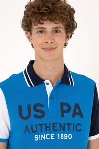 US Polo Assn. Men Regular Fit Polo Shirt Collar Cobalt Blue T-Shirt - Image 2