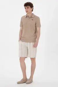 US Polo Assn. Men Regular Fit Polo Shirt Collar Beige T-Shirt - Image 4