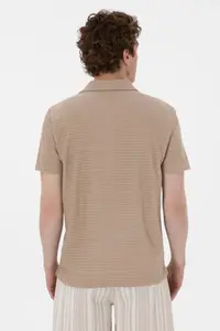 US Polo Assn. Men Regular Fit Polo Shirt Collar Beige T-Shirt - Image 5