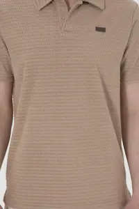 US Polo Assn. Men Regular Fit Polo Shirt Collar Beige T-Shirt - Image 6