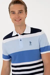 US Polo Assn. Men Regular Fit Polo Shirt Collar Indigo T-Shirt - Image 2