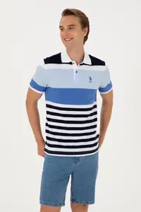 US Polo Assn. Men Regular Fit Polo Shirt Collar Indigo T-Shirt - Image 3
