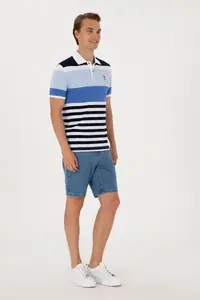 US Polo Assn. Men Regular Fit Polo Shirt Collar Indigo T-Shirt - Image 4