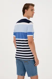 US Polo Assn. Men Regular Fit Polo Shirt Collar Indigo T-Shirt - Image 5