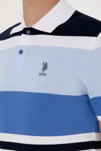 US Polo Assn. Men Regular Fit Polo Shirt Collar Indigo T-Shirt - Image 7
