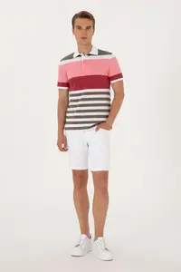 US Polo Assn. Men Regular Fit Polo Shirt Collar Pink T-Shirt - Image 4