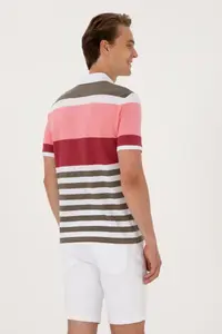 US Polo Assn. Men Regular Fit Polo Shirt Collar Pink T-Shirt - Image 5