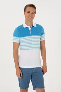 US Polo Assn. Men Regular Fit Polo Shirt Collar Turquoise T-Shirt