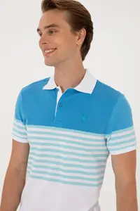 US Polo Assn. Men Regular Fit Polo Shirt Collar Turquoise T-Shirt - Image 2