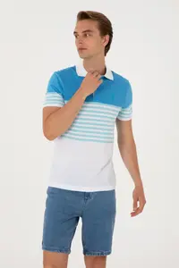US Polo Assn. Men Regular Fit Polo Shirt Collar Turquoise T-Shirt - Image 3