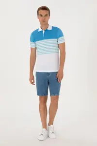 US Polo Assn. Men Regular Fit Polo Shirt Collar Turquoise T-Shirt - Image 4
