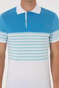 US Polo Assn. Men Regular Fit Polo Shirt Collar Turquoise T-Shirt - Image 6