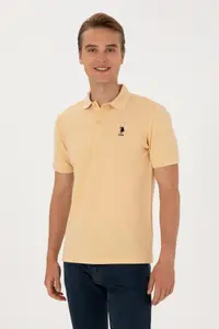 US Polo Assn. Men Regular Fit Polo Shirt Collar Beige T-Shirt