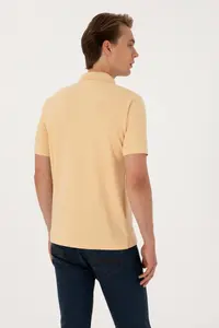 US Polo Assn. Men Regular Fit Polo Shirt Collar Beige T-Shirt - Image 5