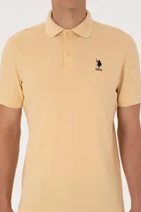 US Polo Assn. Men Regular Fit Polo Shirt Collar Beige T-Shirt - Image 6