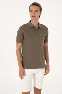 US Polo Assn. Men Regular Fit Mink Polo Shirt Collar textured T-Shirt