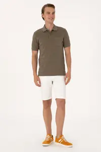US Polo Assn. Men Regular Fit Mink Polo Shirt Collar textured T-Shirt - Image 4