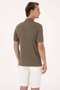 US Polo Assn. Men Regular Fit Mink Polo Shirt Collar textured T-Shirt - Image 5