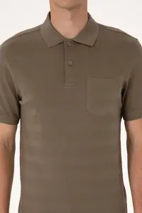 US Polo Assn. Men Regular Fit Mink Polo Shirt Collar textured T-Shirt - Image 6