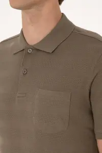 US Polo Assn. Men Regular Fit Mink Polo Shirt Collar textured T-Shirt - Image 7