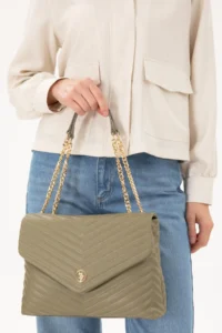 US Polo Assn. Women Khaki Zincir Sleeveless Tote Bag - Image 2