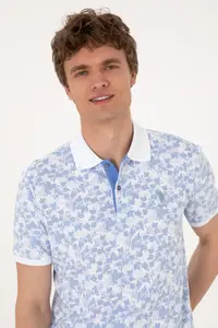 US Polo Assn. Men Regular Fit Blue Polo Shirt Collar T-Shirt - Image 2