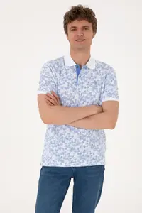 US Polo Assn. Men Regular Fit Blue Polo Shirt Collar T-Shirt - Image 3