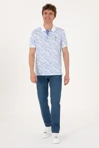 US Polo Assn. Men Regular Fit Blue Polo Shirt Collar T-Shirt - Image 4