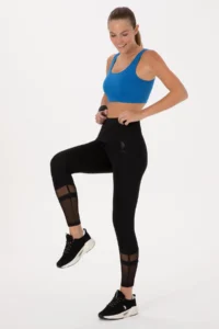 US Polo Assn. Women Black High Waist Tulle Detailed Sports Leggings - Image 2