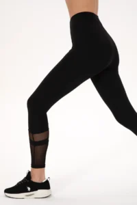 US Polo Assn. Women Black High Waist Tulle Detailed Sports Leggings - Image 3