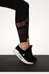 US Polo Assn. Women Black High Waist Tulle Detailed Sports Leggings - Image 7