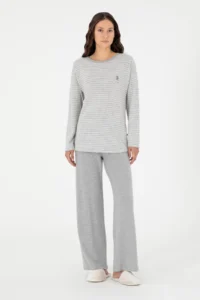 US Polo Assn. Women Gray Melanj Pajama Set - Image 2
