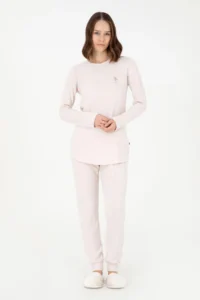 US Polo Assn. Women Beige Pajama Set