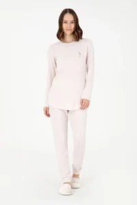 US Polo Assn. Women Beige Pajama Set - Image 4