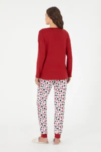 US Polo Assn. Women Burgundy New Year Themed Pajamas Set - Image 4