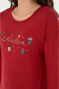 US Polo Assn. Women Burgundy New Year Themed Pajamas Set - Image 6