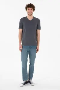 US Polo Assn. Men Regular Fit  V-neck Anthracite Basic T-Shirt - Image 5