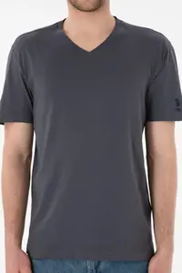 US Polo Assn. Men Regular Fit  V-neck Anthracite Basic T-Shirt - Image 7
