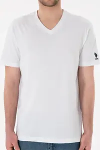 US Polo Assn. Men Regular Fit  V-neck White Basic T-Shirt - Image 7