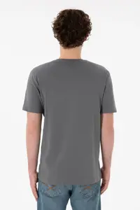 US Polo Assn. Men Regular Fit  V-neck Gray Basic T-Shirt - Image 6