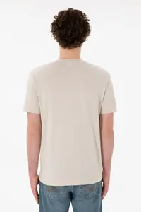 US Polo Assn. Men Regular Fit  V-neck Stone Basic T-Shirt - Image 6